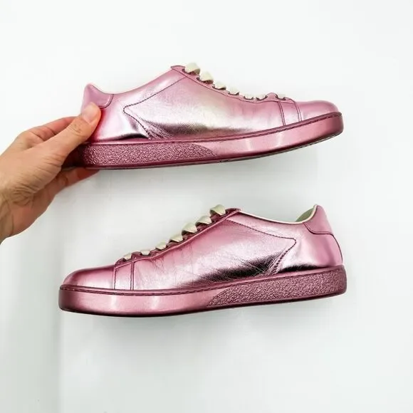 Gucci Ace GG Metallic Pink Sneakers Trainers EU 37 US 7